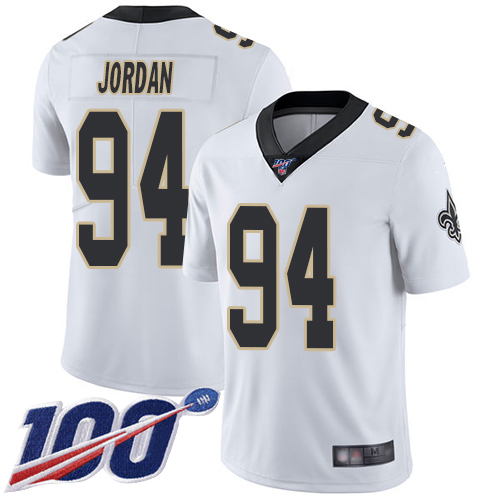 Men New Orleans Saints Limited White Cameron Jordan Road Jersey NFL Football #94 100th Season Vapor Untouchable Jersey->new orleans saints->NFL Jersey